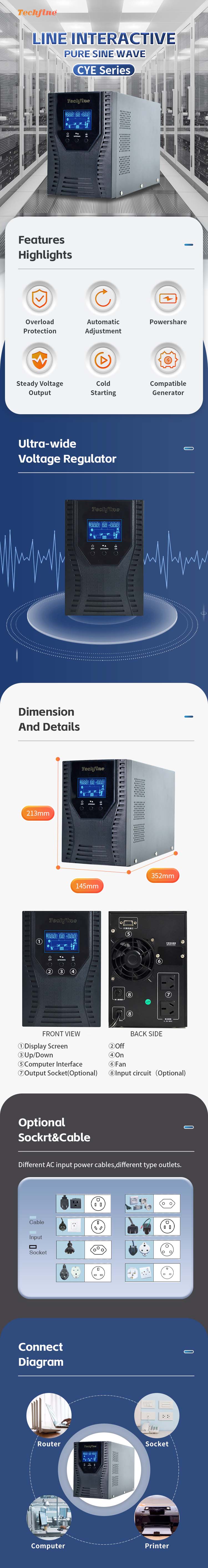 line interactive ups CYE1K series detail