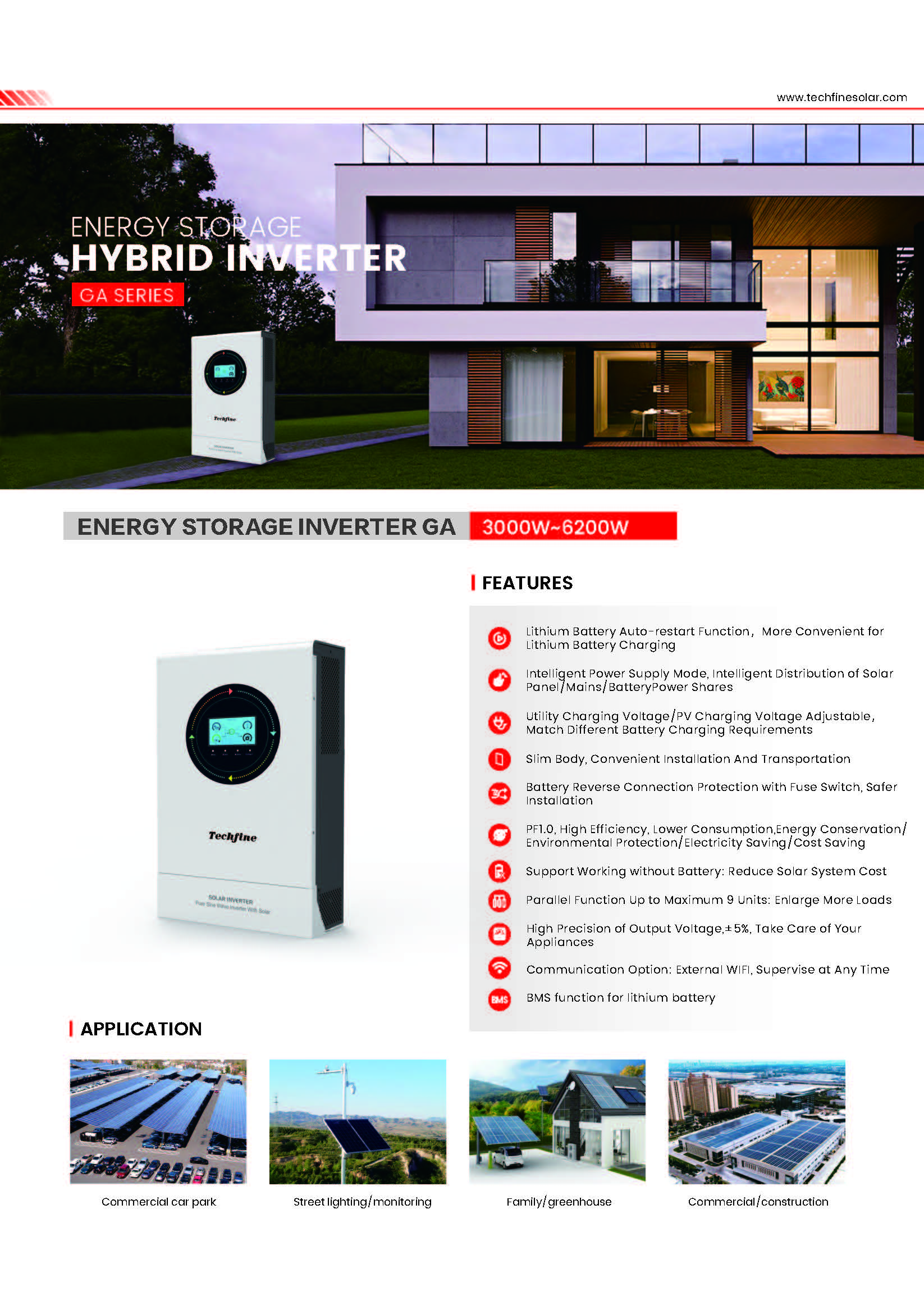  Touchscreen High Frequency 3kw Hybrid Solar Inverter 24 Volt 