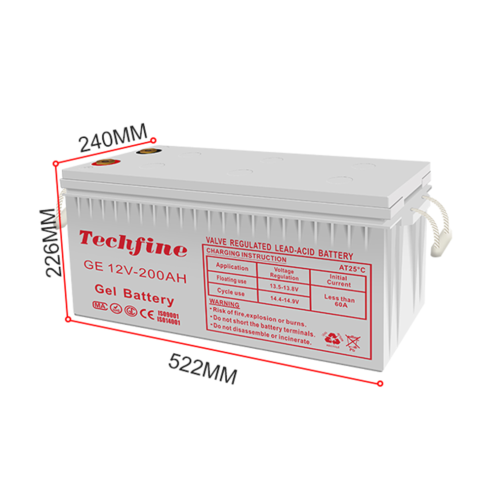Techfine Solar Battery 12V 200AH Lead Acid Gel Battery Off Grid