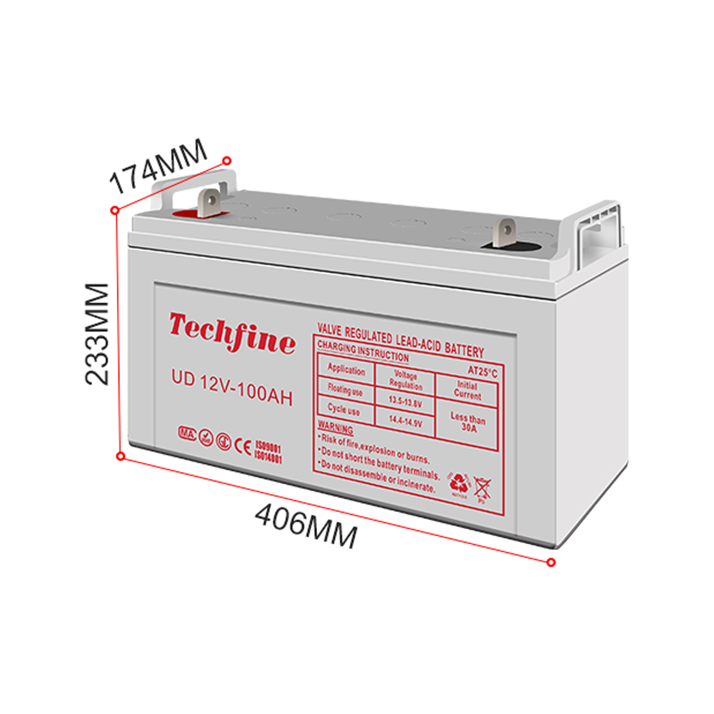 Techfine solar battery 12V 100AH Lead Acid Battery Short off grid