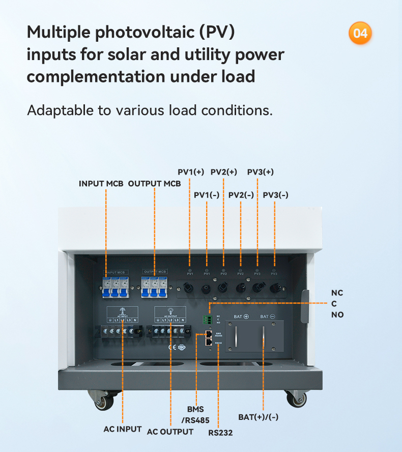 Three Phase High Frequency Hybrid Solar Inverter 30kw