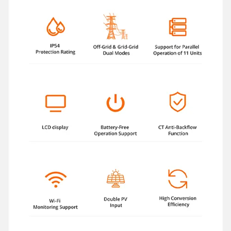 TD-series | 4kW–11kW IP54 Rate Hybrid Solar Inverter